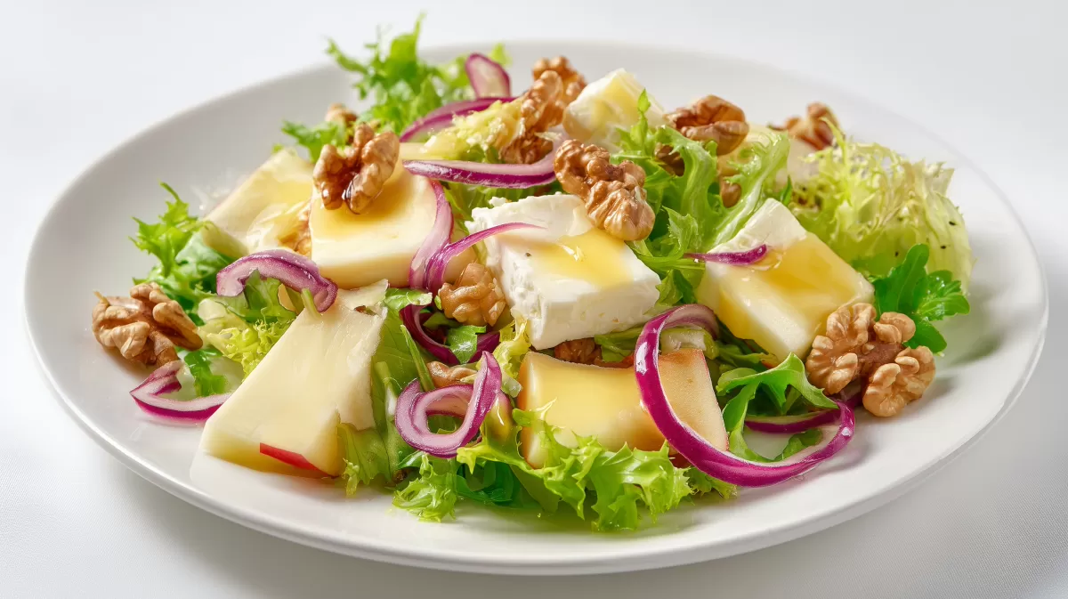 Allgäuer Bergkäse Apfel Salat mit Walnüssen