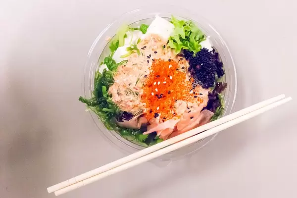 Aloha Poke salad and chopsticks