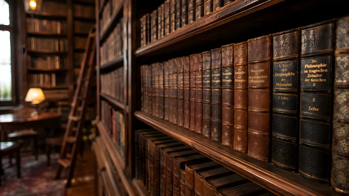 Alte deutsche Philosophiebücher in historischer Bibliothek