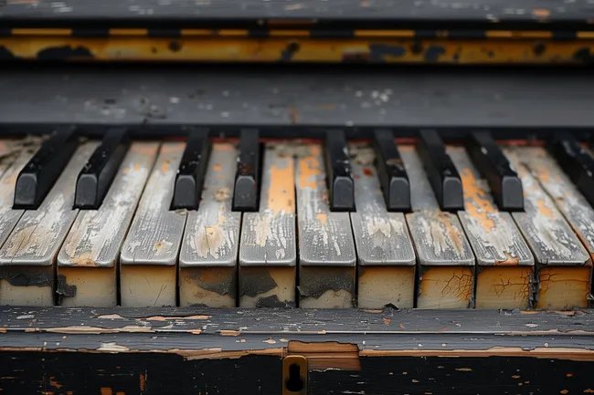 Alte, verwitterte Klaviertasten