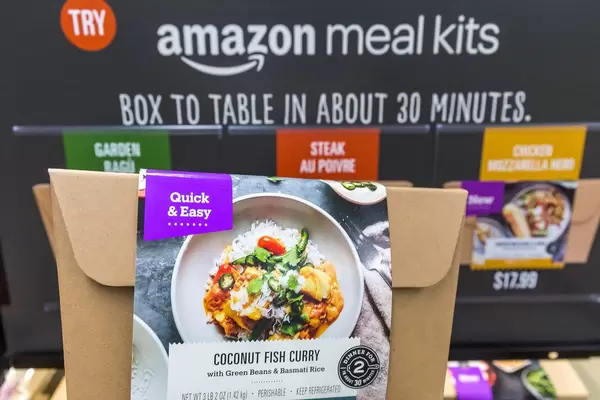 Amazon meal kit "Coconut Fish Curry - with green beans and basmati rice" at Whole Foods Market