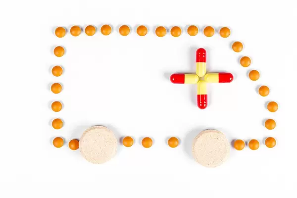 Ambulance car made of tablets