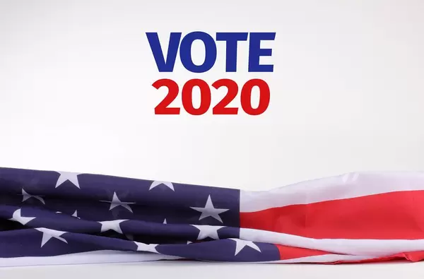 American flag with Vote 2020 text