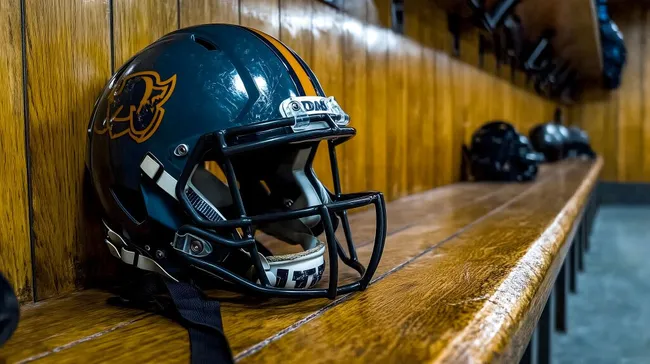 American Football-Helm in der Umkleidekabine
