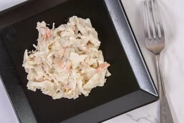 American Salad with apples macaroni carrots horseradish (Flip 2019)
