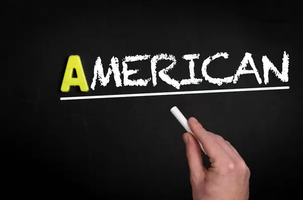 American text on blackboard