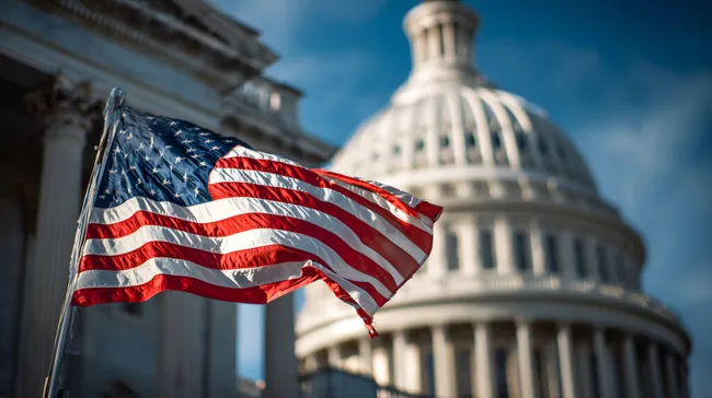 Amerikanische Flagge vor dem US-Kapitol in Washington