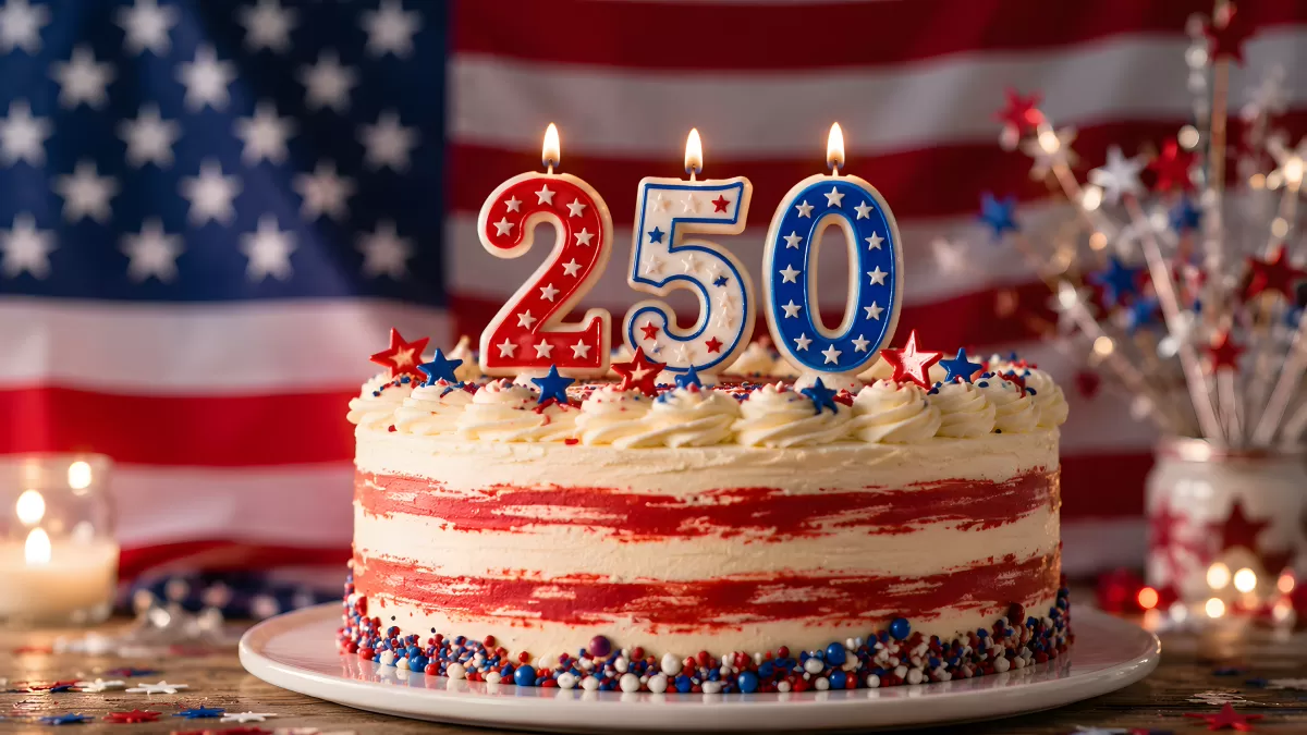 Amerikanische Geburtstagstorte zum 250. Jubiläum der USA