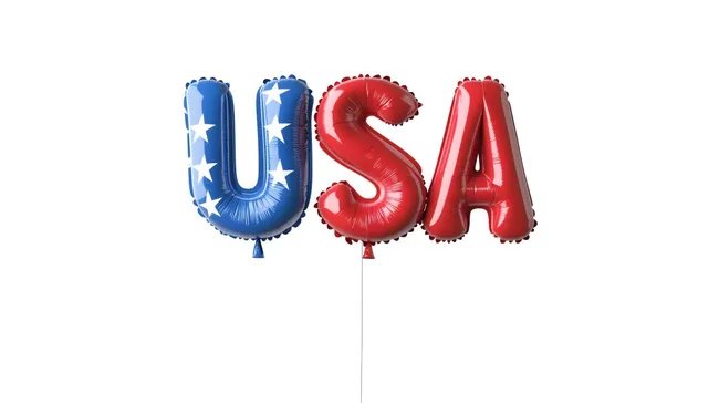 Amerikanische Nationalflagge aus Luftballons