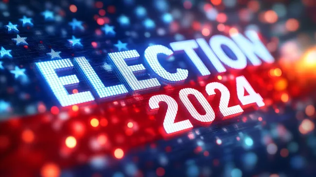 Amerikanische Präsidentschaftswahl 2024 - Glänzender Wahltext