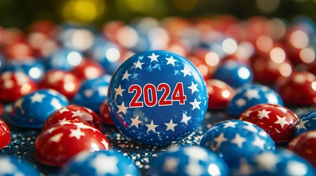 Amerikanische Wahlkampfkugeln in patriotischen Farben