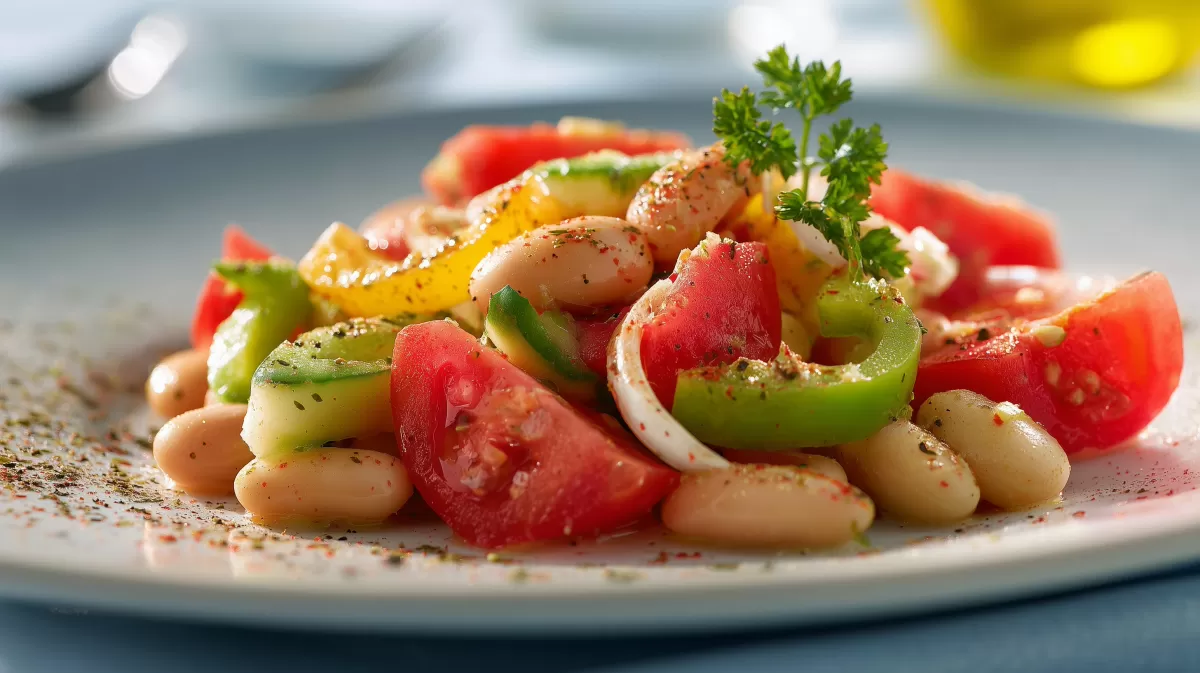 Amerikanischer Bohnen Gemüse Salat mit Tomaten