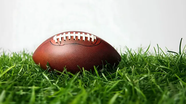 Amerikanischer Football auf grüner Wiese