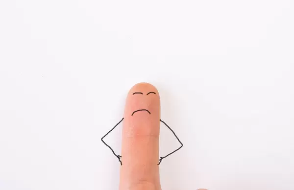Angry painted happy finger