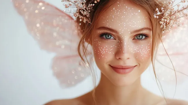 Anmutiges Model mit glitzernden Flügeln