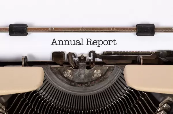 Annual Report printed on an old typewriter