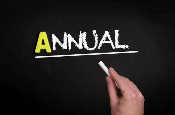 Annual text on blackboard