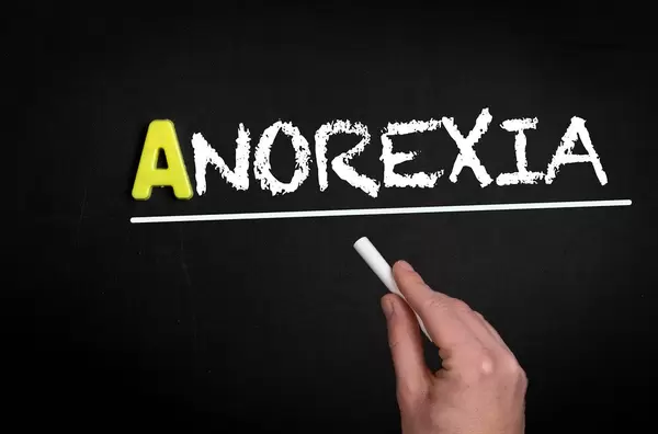 Anorexia text on blackboard
