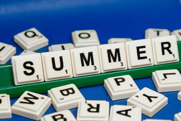 Another shot of Summer text on blue background