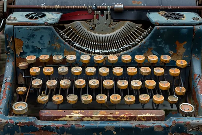 Antike Schreibmaschine mit Holztasten