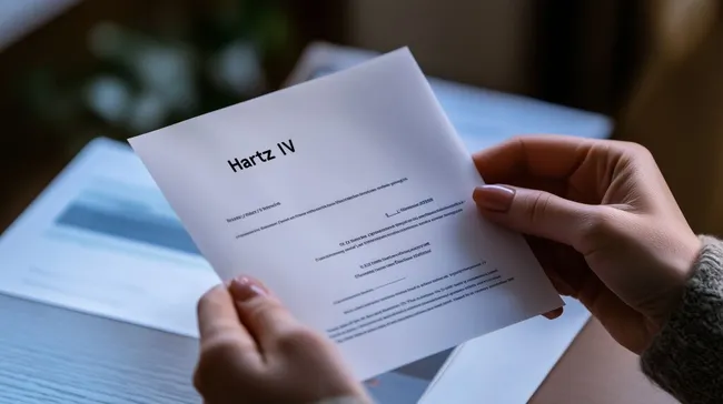 Antrag auf staatliche Unterstützung - Hartz IV Bescheid in Nahaufnahme