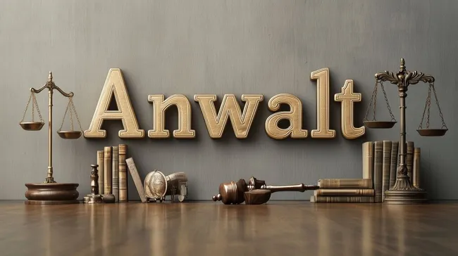 Anwaltskanzlei-Symbolbild mit Büchern und Justizsymbolen