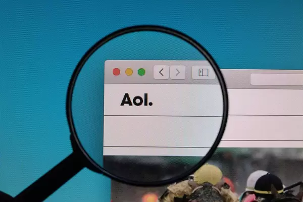 AOL logo under magnifying glass