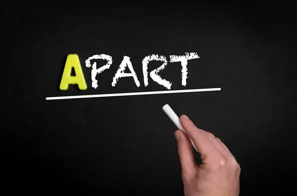 Apart text on blackboard