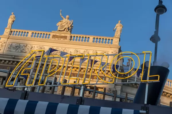 Aperol sign made of neon lights