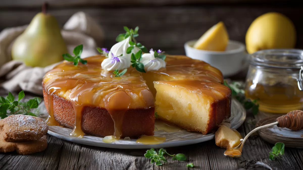 Apfel Blechkuchen mit Calvados Gelee und Sahne