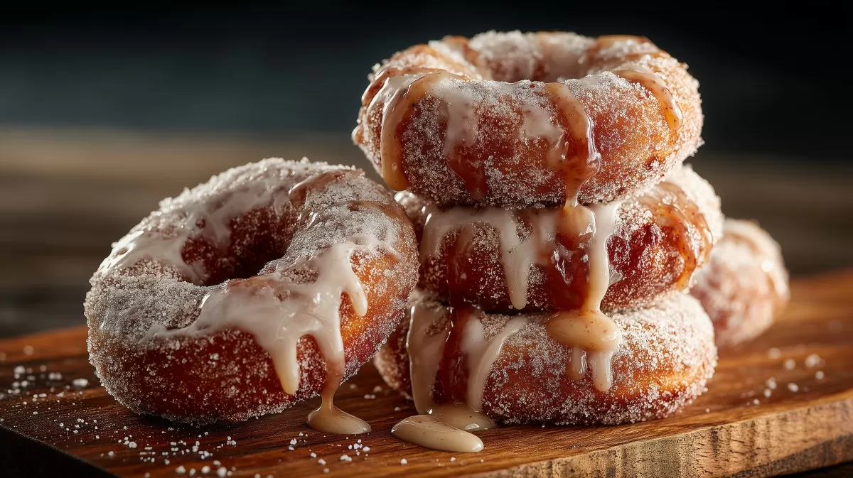 Apfel Donuts nach amerikanischer Art mit Karamellglasur