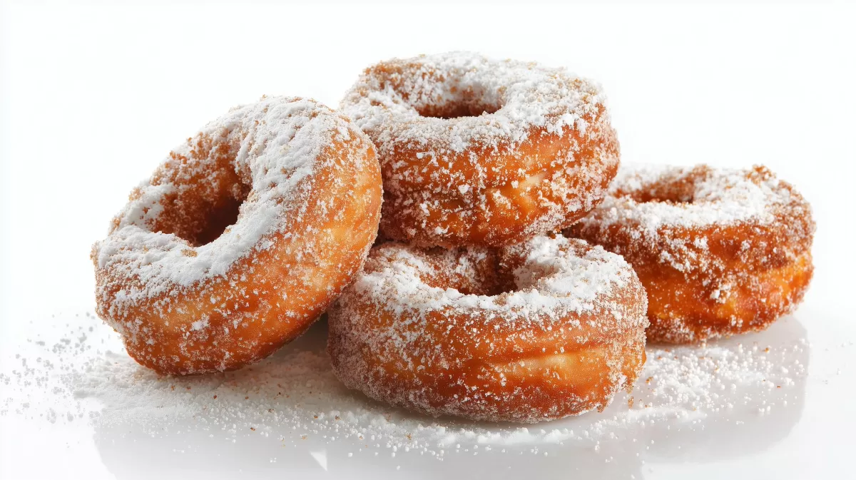 Apfel Donuts nach amerikanischer Art mit Puderzucker