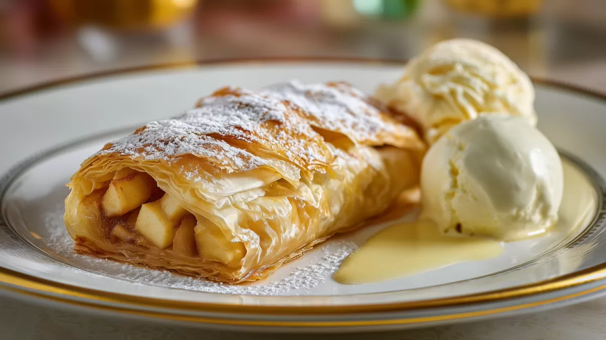 Apfelstrudel mit Vanilleeis