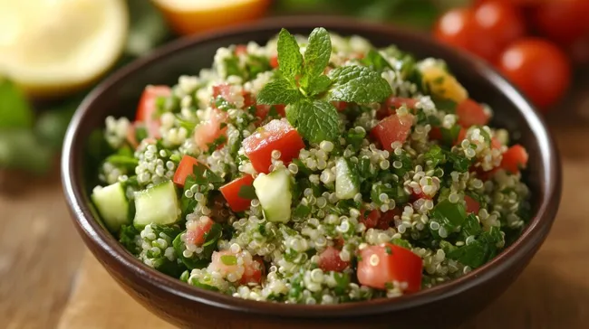 Appetitanregender Quinoa-Taboulé-Salat mit frischen Kräutern