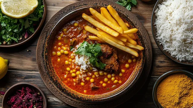 Appetitanregendes iranisches Gericht mit würziger Sauce