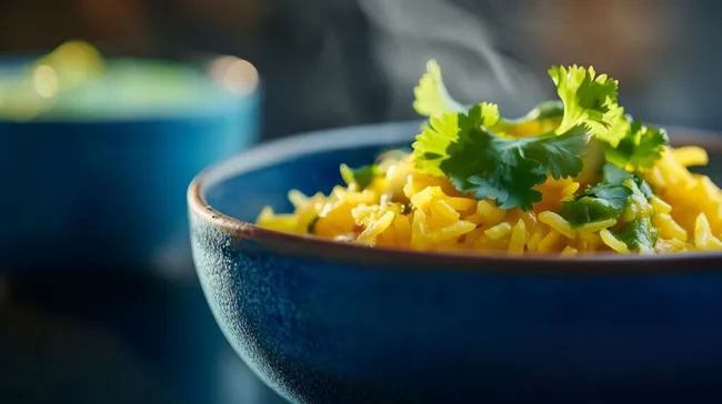 Appetitlich zubereiteter Reis mit frischen Kräutern