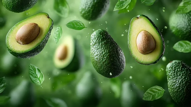 Appetitliche Avocados vor grünem Naturhintergrund