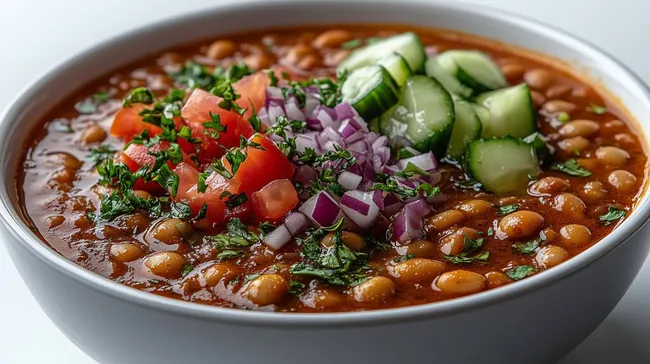 Appetitliche Bohnensuppe mit frischem Gemüse