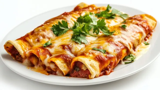 Appetitliche Enchiladas mit Käse und Koriander
