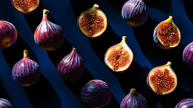 Appetitliche Feigen auf dunklem Hintergrund