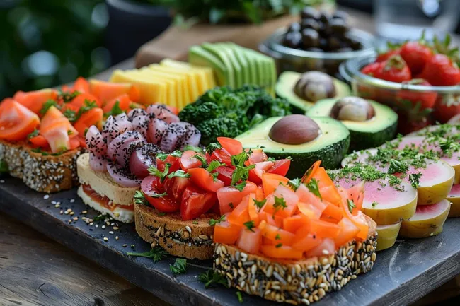 Appetitliche Gemüseauswahl auf dunklem Holztisch