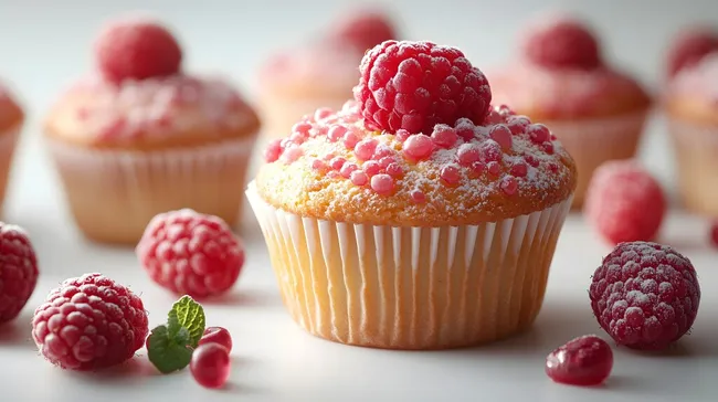 Appetitliche Himbeer-Cupcakes mit Zuckerguss