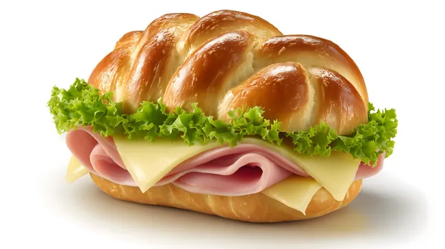 Appetitliche Käse-Schinken-Brötchen mit Salatblättern