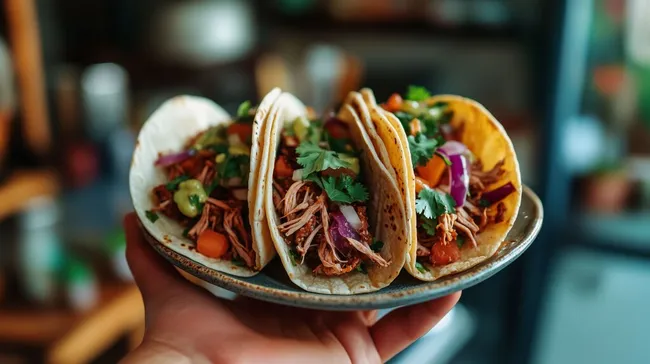 Appetitliche mexikanische Pulled-Pork-Tacos