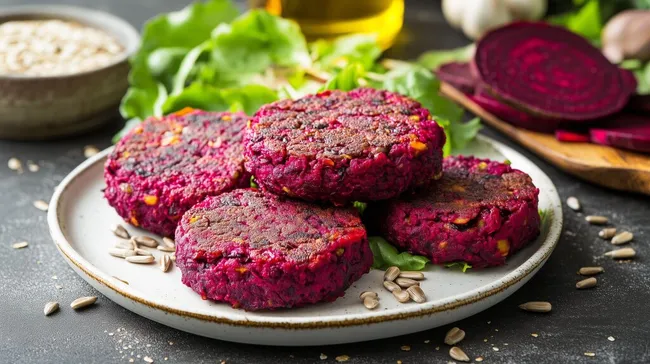 Appetitliche Rote-Bete-Patties auf modernem Teller