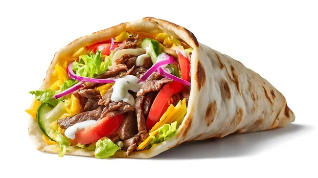 Appetitlicher Fleischsalat in Fladenbrot