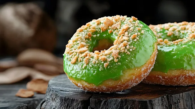 Appetitlicher Matcha-Donut mit knuspriger Glasur