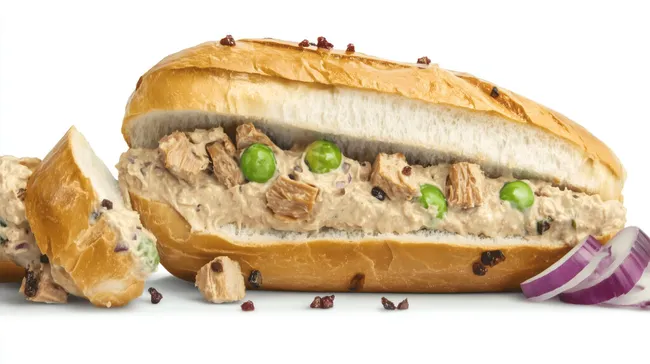 Appetitliches Baguette-Sandwich mit cremigem Thunfischsalat