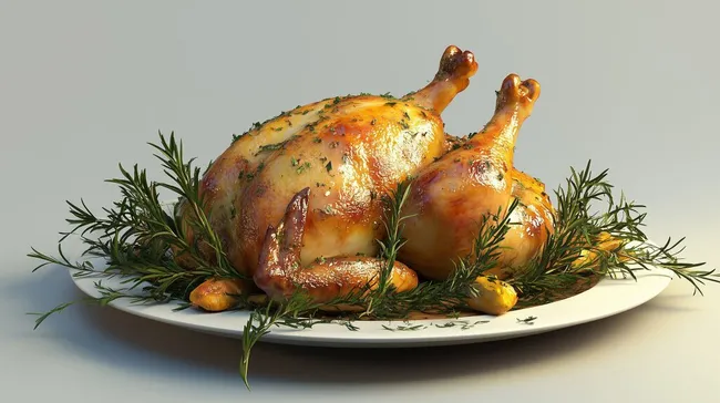 Appetitliches Brathähnchen mit frischen Kräutern