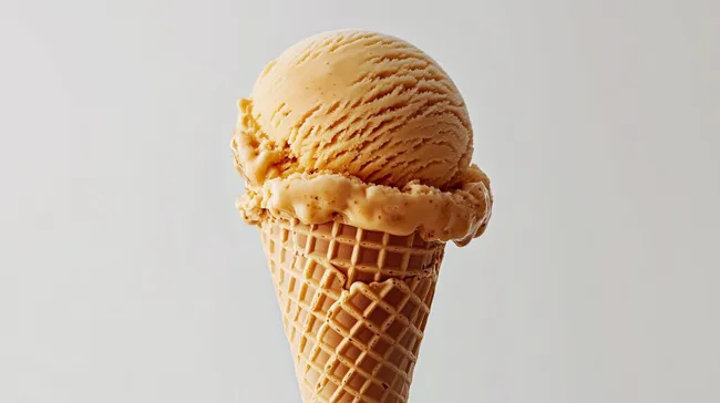 Appetitliches Caramel-Eis in Waffel-Spezialität